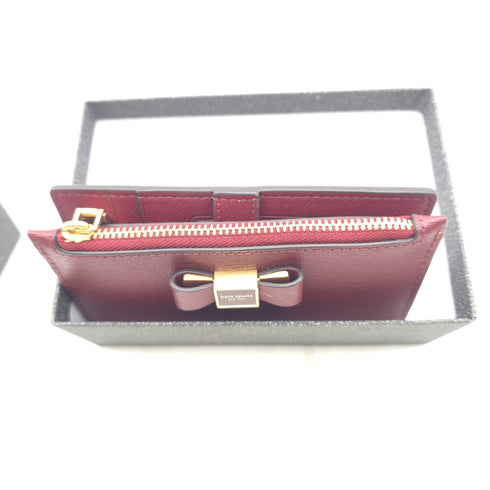 kate spade new york Morgan Bow Embellished Saffiano Leather Card Holder Autumnal